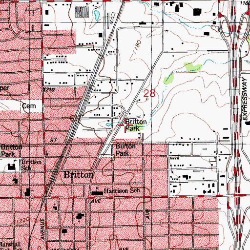 Topographic Map of Britton Park, OK