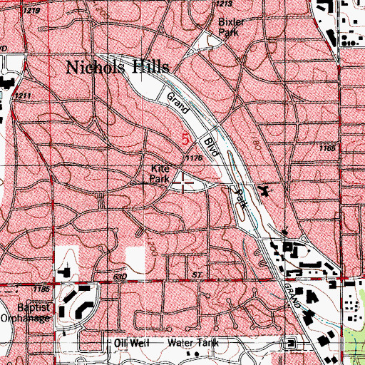 Topographic Map of Kite Park, OK