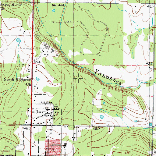 Topographic Map of North Highway Church, OK