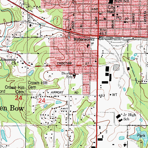 Topographic Map of Dierks Elementary School, OK