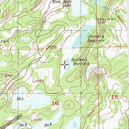 Topographic Map of Scotland Park Reservoir, CO