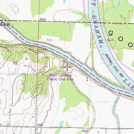 Topographic Map of Bluff Landing Public Use Area, OK