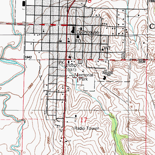 Topographic Map of Memorial Park, OK
