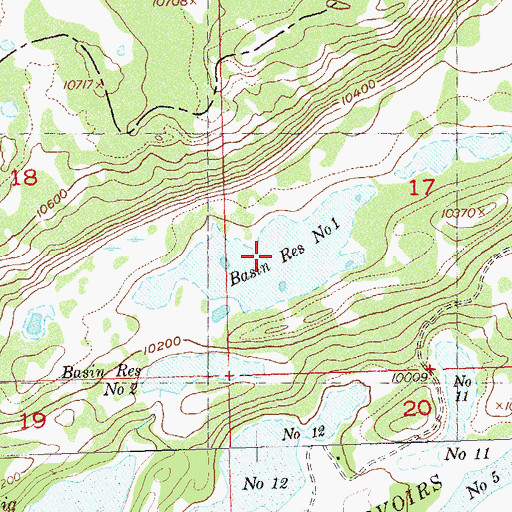 Topographic Map of Basin Reservoir Number 1, CO