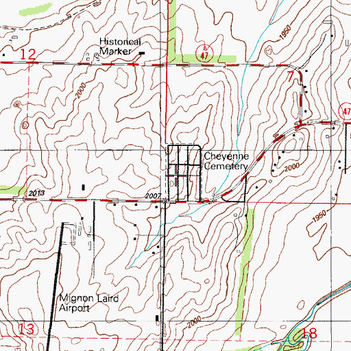 Topographic Map of Cheyenne Cemetery, OK