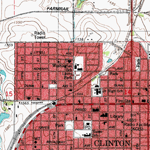 Topographic Map of Lions Park, OK