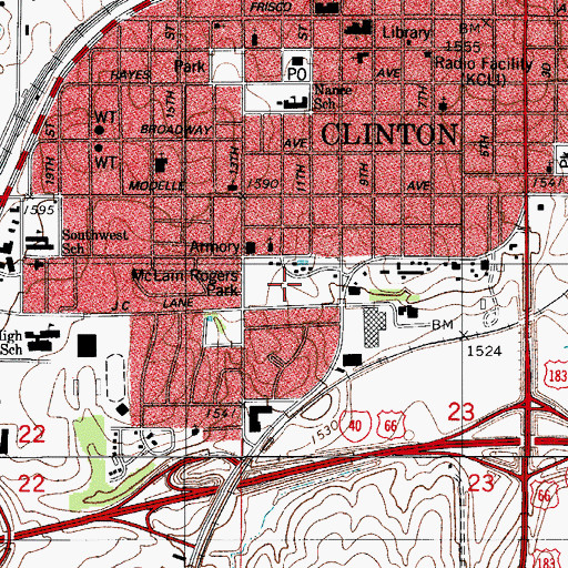 Topographic Map of McLain Rogers Park, OK