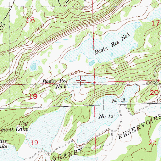 Topographic Map of Basin Reservoir Number Two, CO
