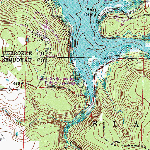 Topographic Map of Cato Creek Landing Public Use Area, OK