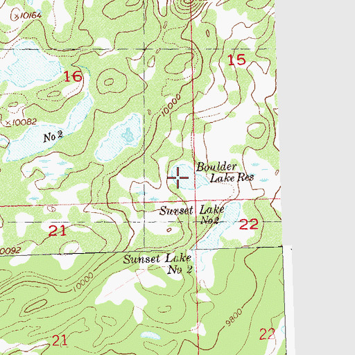 Topographic Map of Boulder Lake Reservoir, CO