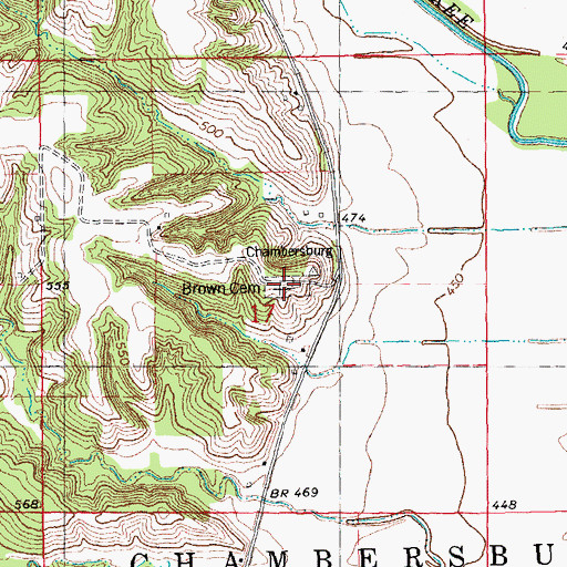 Topographic Map of Brown Cemetery, IL