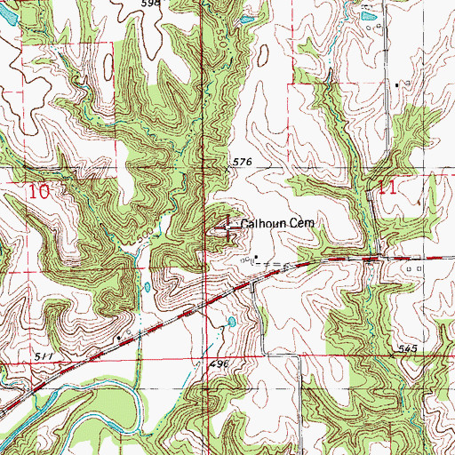 Topographic Map of Calhoun Cemetery, IL