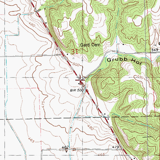 Topographic Map of Grubb Hollow School (historical), IL