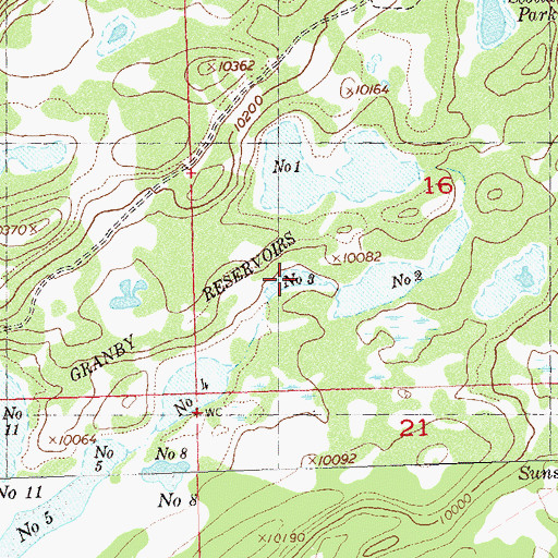 Topographic Map of Granby Reservoir Number 3, CO
