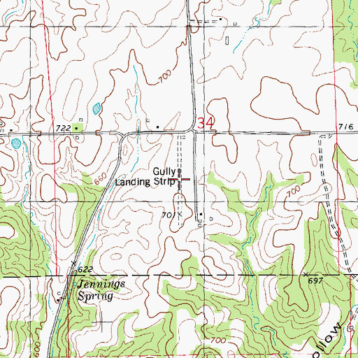 Topographic Map of Gully Landing Strip (historical), IL