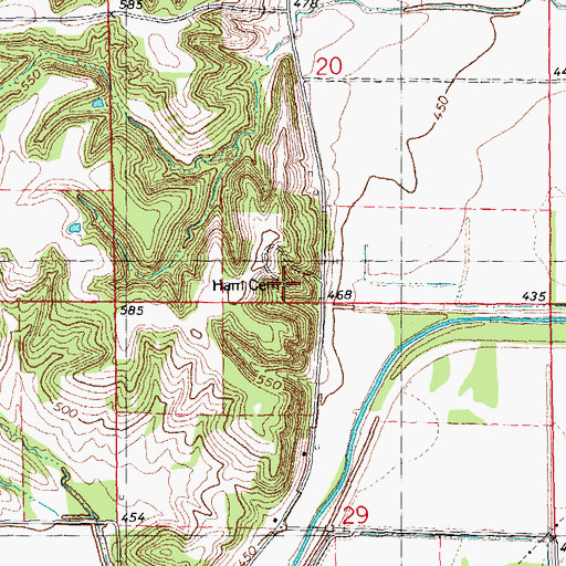 Topographic Map of Ham Cemetery, IL