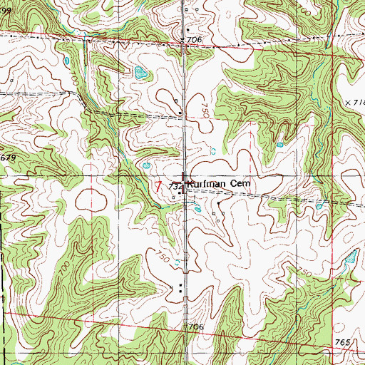 Topographic Map of Kurfman Cemetery, IL