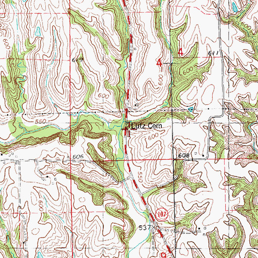 Topographic Map of Lutz Cemetery, IL