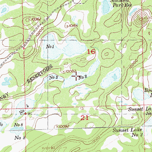 Topographic Map of Granby Reservoir Number 2, CO