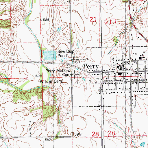Topographic Map of Wilson - Perry McCord Cemetery, IL