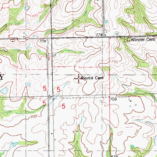 Topographic Map of Pierce Cemetery, IL