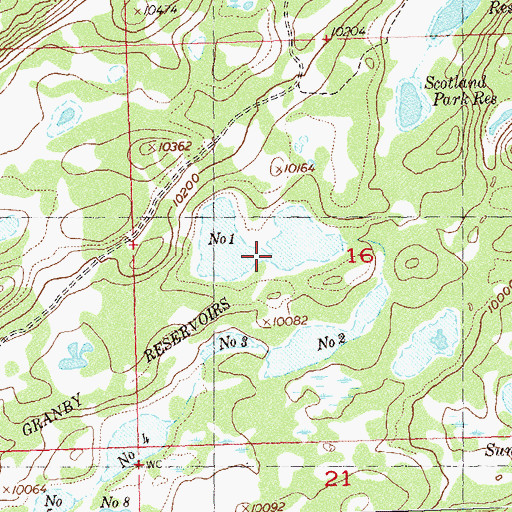 Topographic Map of Granby Reservoir Number 1, CO