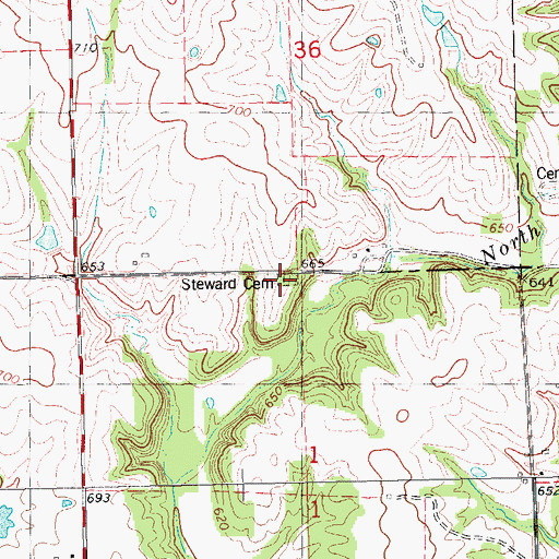 Topographic Map of Stewart Cemetery, IL