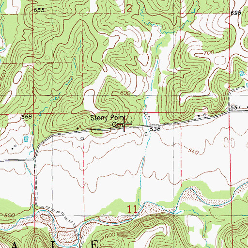 Topographic Map of Stony Point School (historical), IL