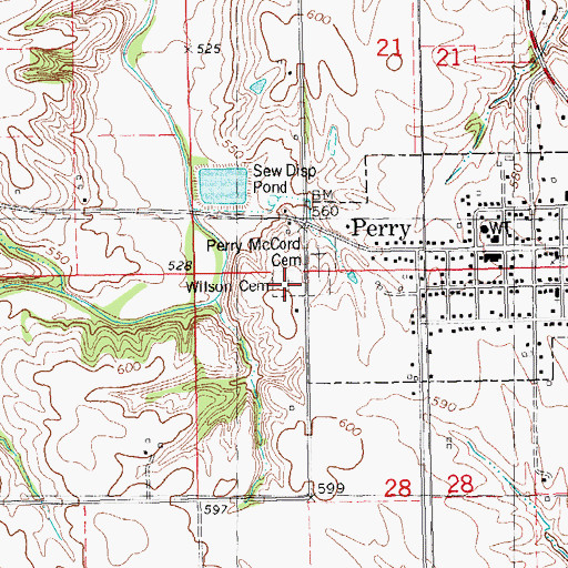 Topographic Map of Wilson Cemetery, IL