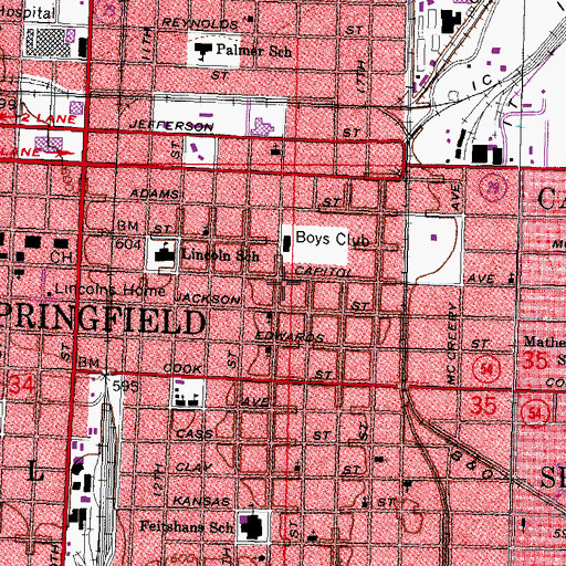 Topographic Map of Boys Club, IL