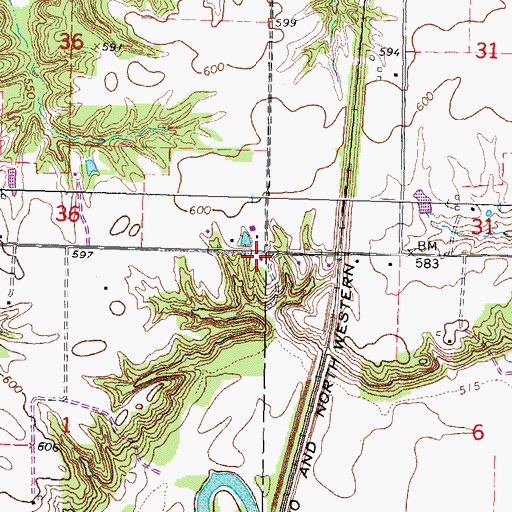 Topographic Map of Center Point School (historical), IL