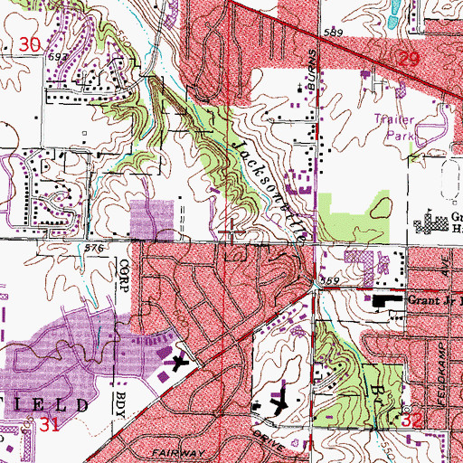 Topographic Map of Cottage Hill School (historical), IL