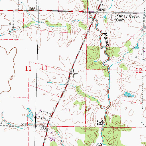 Topographic Map of Fancy Creek School (historical), IL