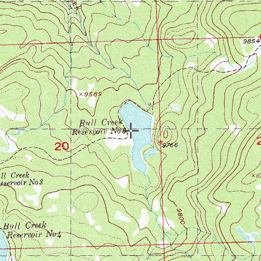 Topographic Map of Bull Creek Reservoir Number 5, CO