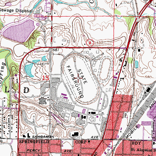 Topographic Map of Illinois State Fairground, IL