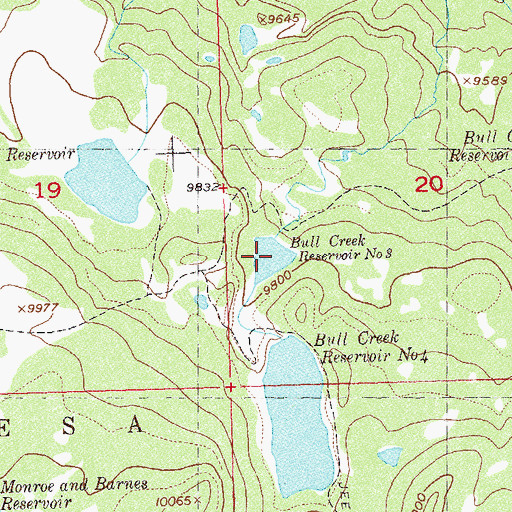 Topographic Map of Bull Creek Reservoir Number 3, CO