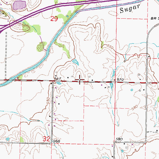 Topographic Map of North Round Prairie School (historical), IL
