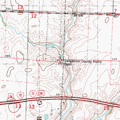Topographic Map of Sangamon County Home Cemetery, IL