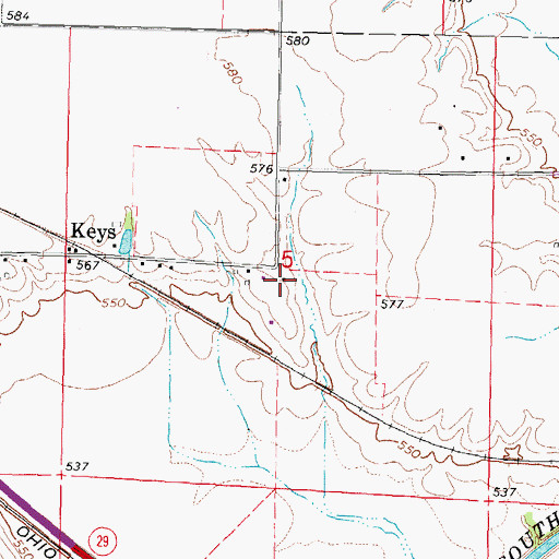 Topographic Map of South Round Prairie School (historical), IL
