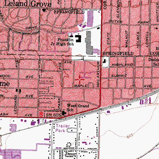 Topographic Map of West Grand Place, IL
