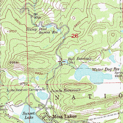 Topographic Map of Ball Reservoir Number 1, CO