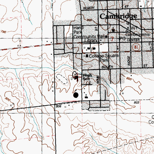 Topographic Map of Cambridge High School, IL