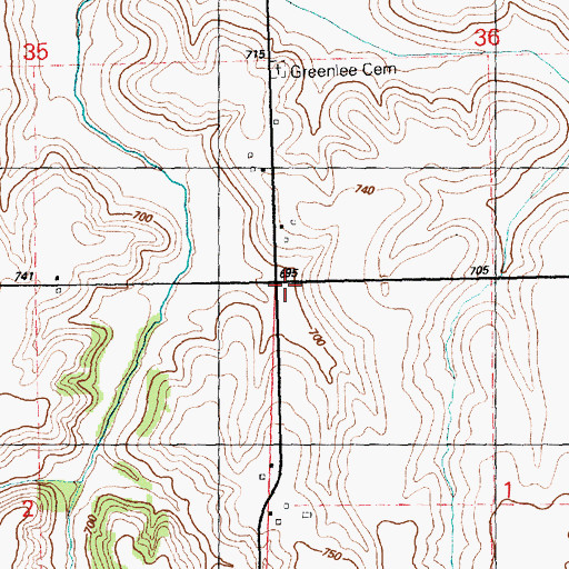 Topographic Map of Cambridge Union School (historical), IL