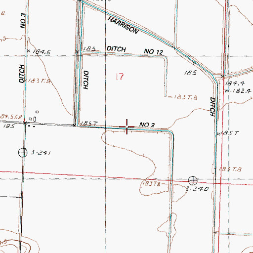 Topographic Map of Ditch Number 2, IL