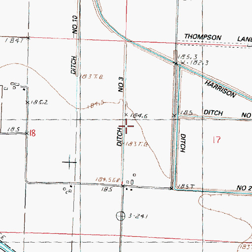 Topographic Map of Ditch Number 3, IL