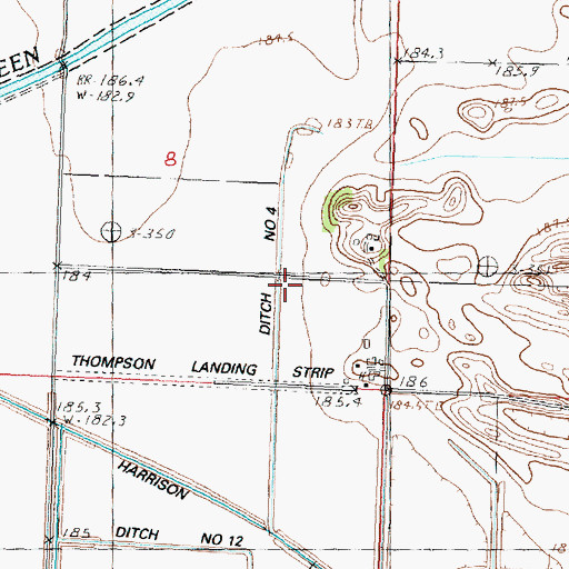 Topographic Map of Ditch Number 4, IL