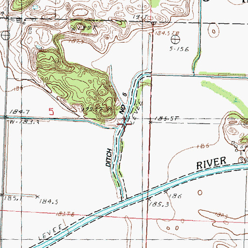 Topographic Map of Ditch Number 5, IL
