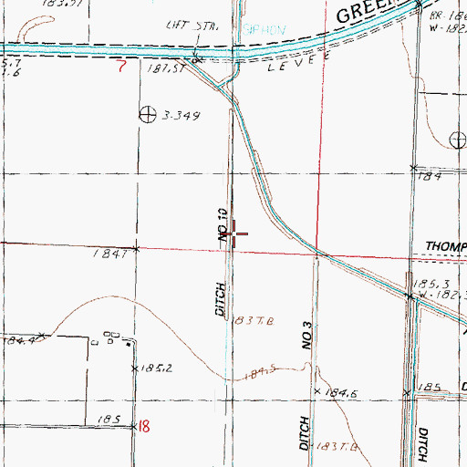Topographic Map of Ditch Number 10, IL
