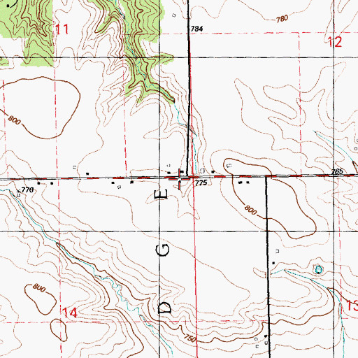 Topographic Map of East Cambridge School (historical), IL