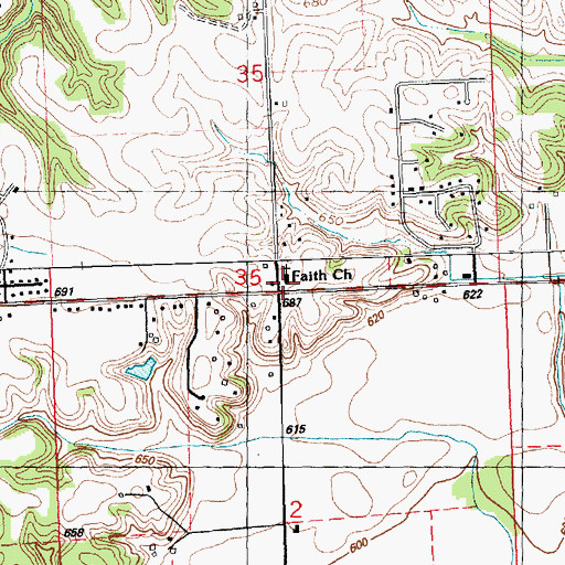 Topographic Map of Faith Church, IL